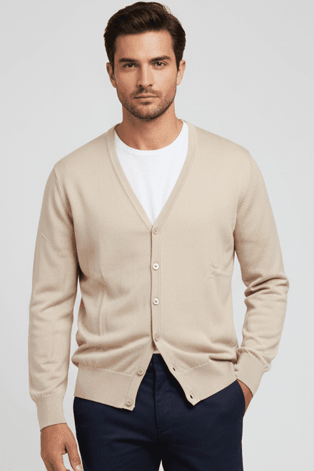 Cardigan uomo Montezemolo - Bottoni 100% Cotone Colore Beige Made in Italy in Cardigan Couture - Sestu, commercioVirtuoso.it