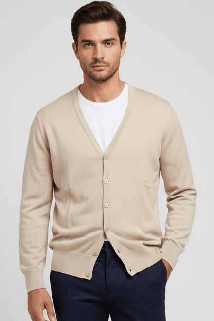 Cardigan uomo Montezemolo - Bottoni 100% Cotone Colore Beige Made in Italy in Cardigan Couture - Sestu, commercioVirtuoso.it