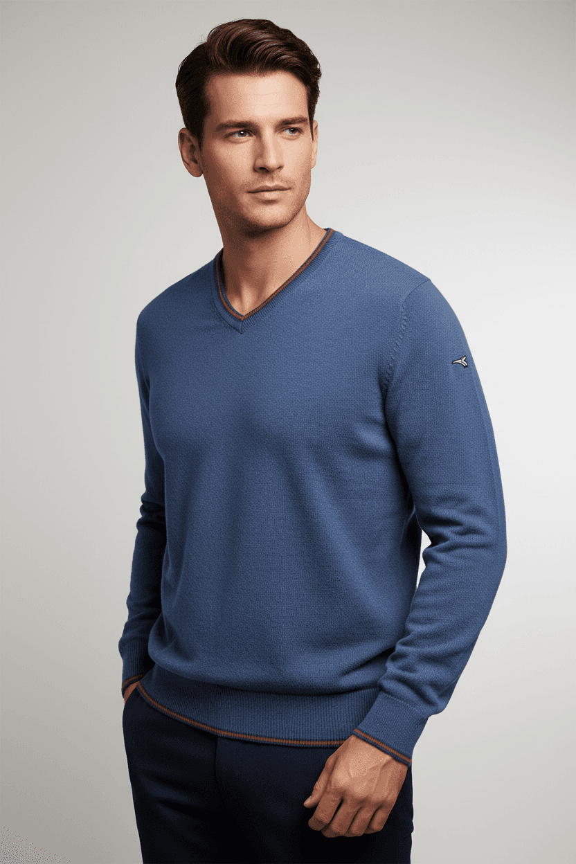 Maglia uomo Johnny Lambs - Scollo a V Lana lambswool Colore Blu in Maglioni Couture - Sestu, commercioVirtuoso.it