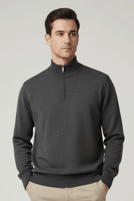 Maglia uomo Gran Sasso - Lupetto Mezza Zip 100% Lana vergine Colore Grigio scuro Made in Italy in Maglioni Couture - Sestu, commercioVirtuoso.it