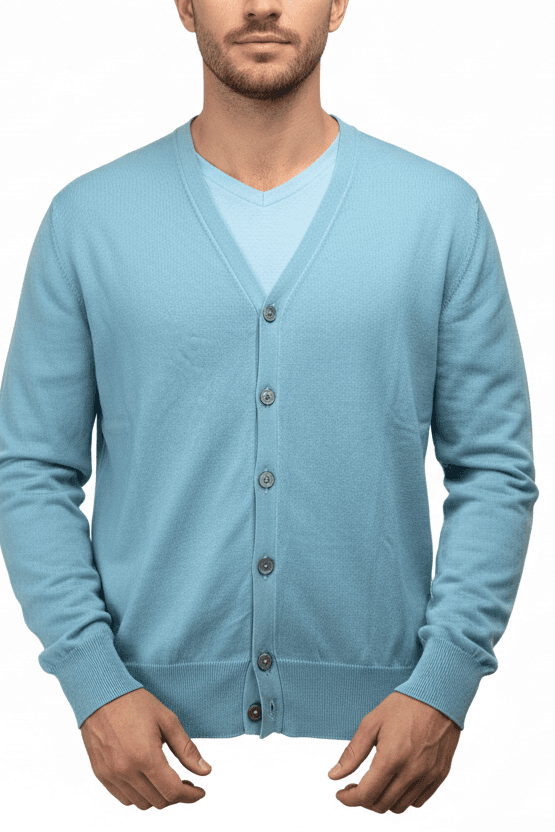Cardigan uomo La Fileria - Bottoni Azzurro 100% Cotone Made in Italy in Cardigan Couture - Sestu, commercioVirtuoso.it