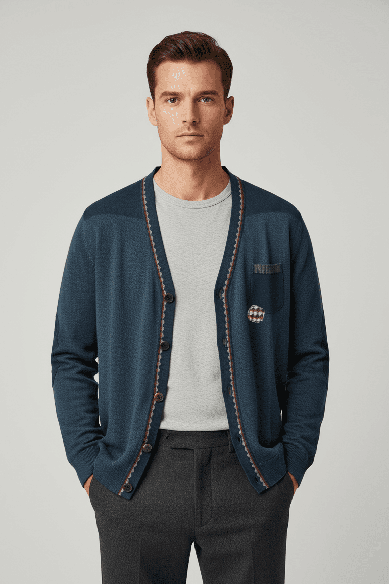 Cardigan Uomo Bob the Original Bottoni Misto Cotone Lana Merino Fango Made in Italy in Cardigan Couture - Sestu, commercioVirtuoso.it