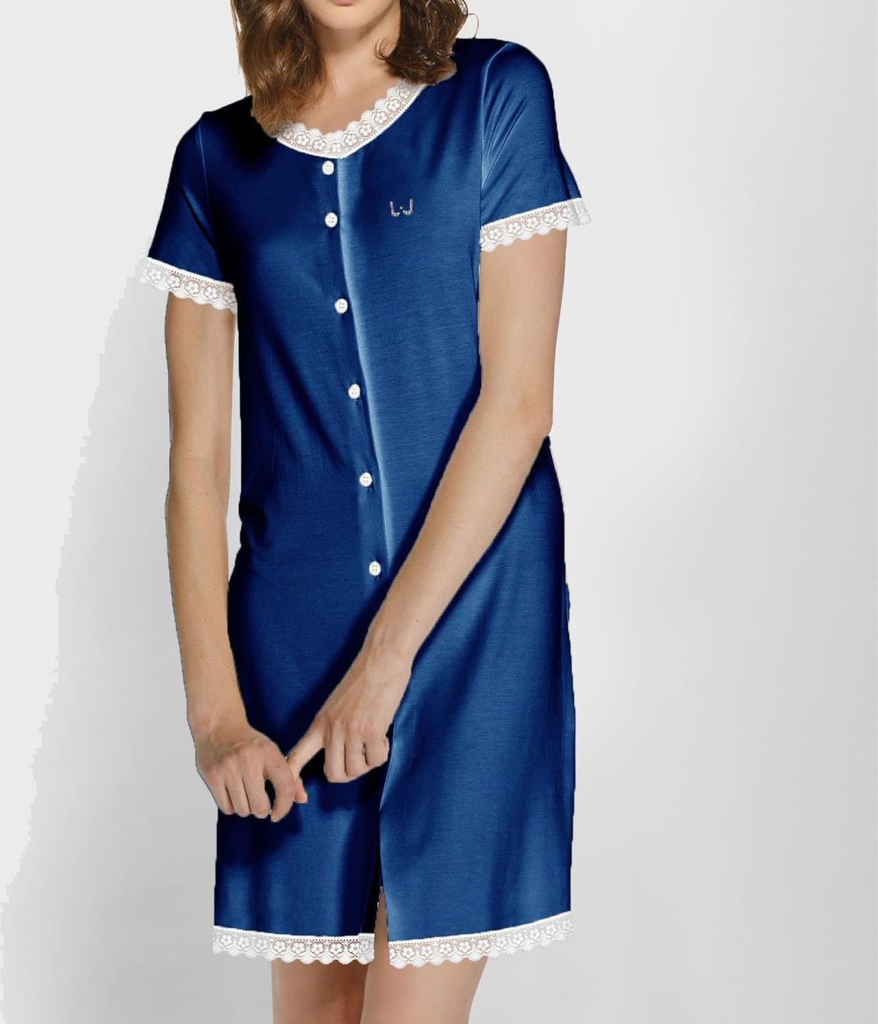 Camicia da notte donna Liu Jo DL0291 48, apertura frontale con bottoni, manica corta, 100% micro modal, Made in Italy