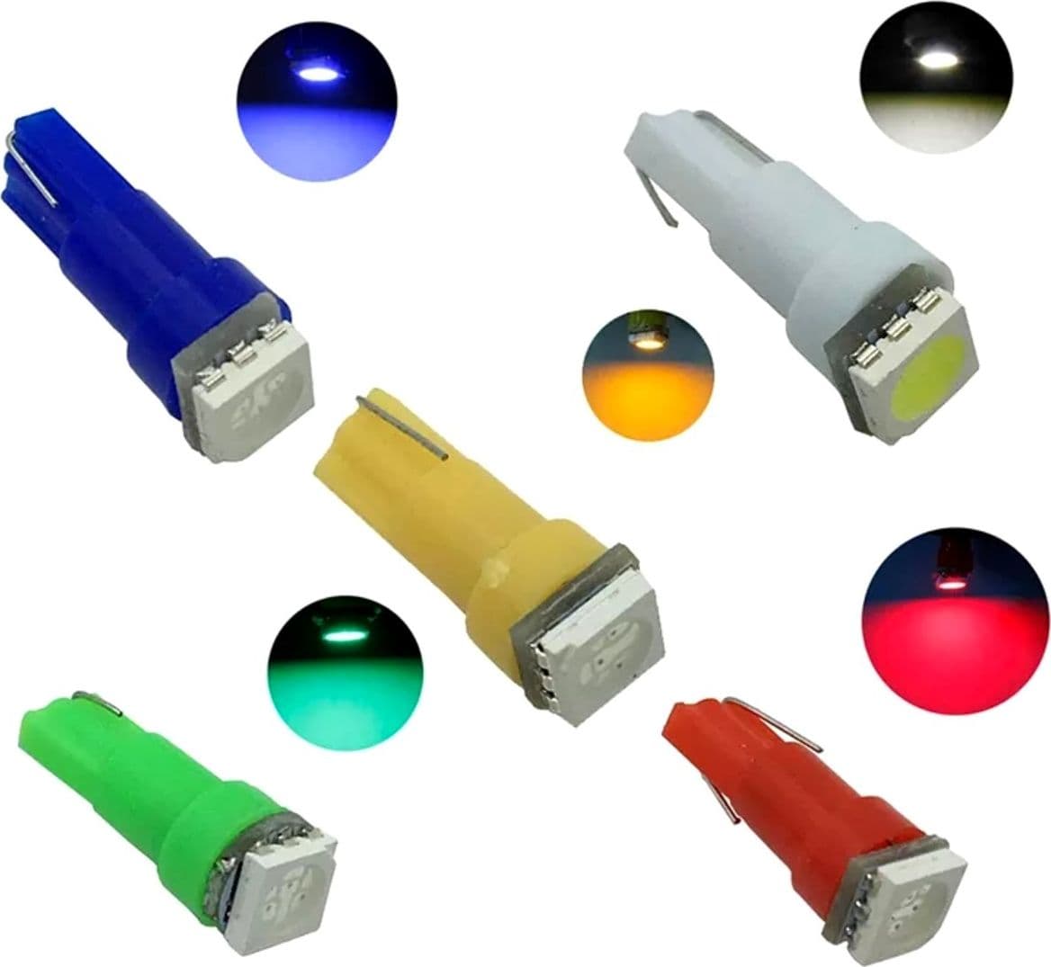 Lotto X10 T5 W1,2W Lampadine ROSSO Auto Cruscotto Strumenti Quadro Luci Led Smd 5050