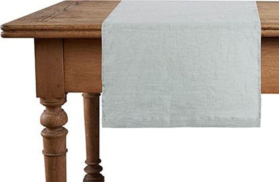Runner da tavola in 100% puro lino lavato delavè stone washed morbido resistente elegante made in italy GRIGIO - Vanita di raso