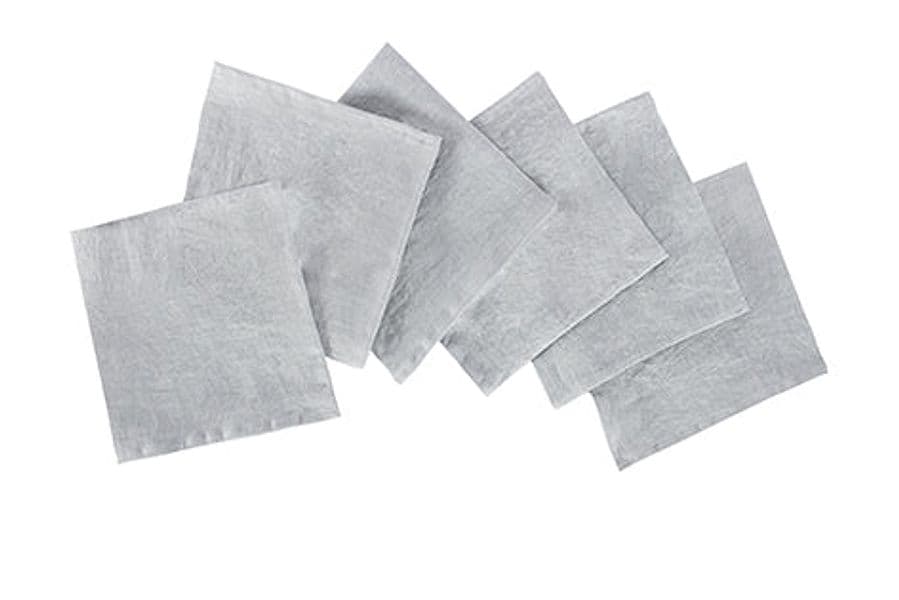 Set di 6 tovaglioli da tavola 45 X 45 CM in 100% puro lino lavato delavè stone washed morbido resistente elegante made in italy GRIGIO - Vanita di raso