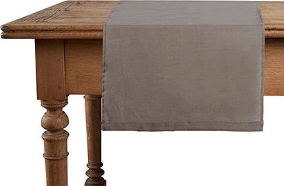 Runner da tavola in 100% puro lino lavato delavè stone washed morbido resistente elegante made in italy TORTORA - Vanita di raso