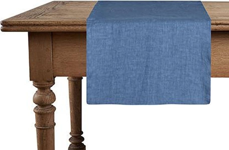 Runner da tavola in 100% puro lino lavato delavè stone washed morbido resistente elegante made in italy BLUETTE in Runner Vanita di raso - Sesto San Giovanni, commercioVirtuoso.it