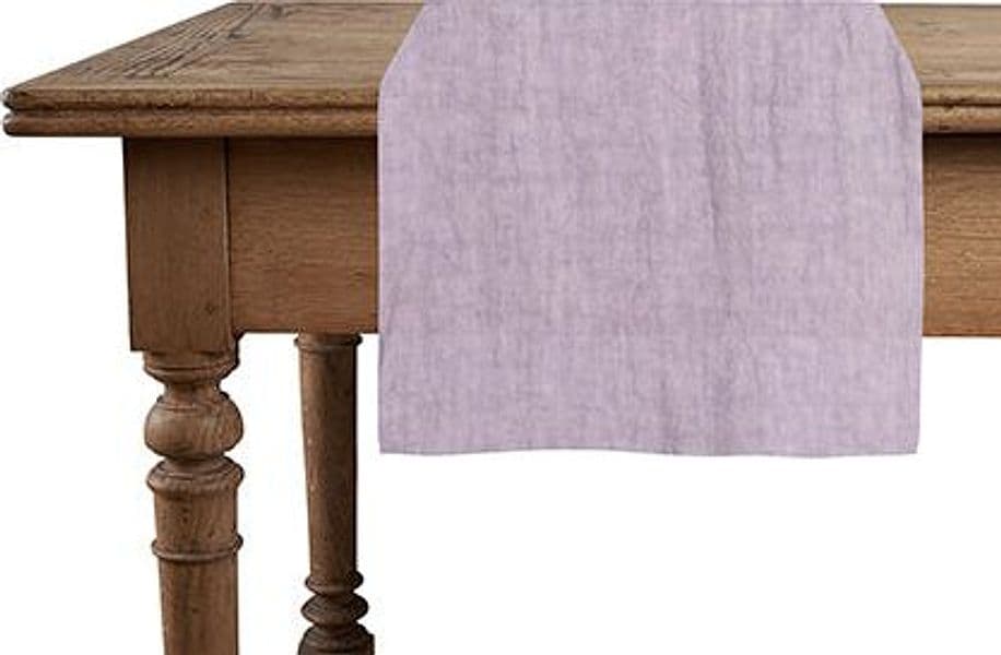 Runner da tavola in 100% puro lino lavato delavè stone washed morbido resistente elegante made in italy VIOLETTA in Runner Vanita di raso - Sesto San Giovanni, commercioVirtuoso.it