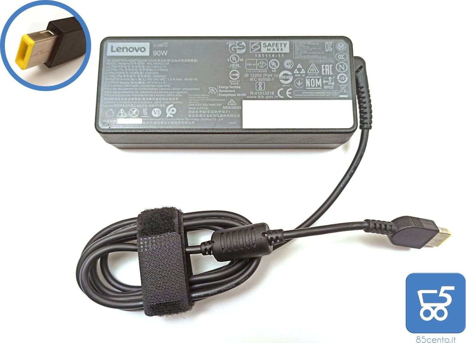 Lenovo Alimentatore caricatore da 90W 20V 4,5A Connettore Rettangolare Giallo 11x4,6mm per ThinkCentre Yoga Tiny in 85cento.it - Potenza, commercioVirtuoso.it