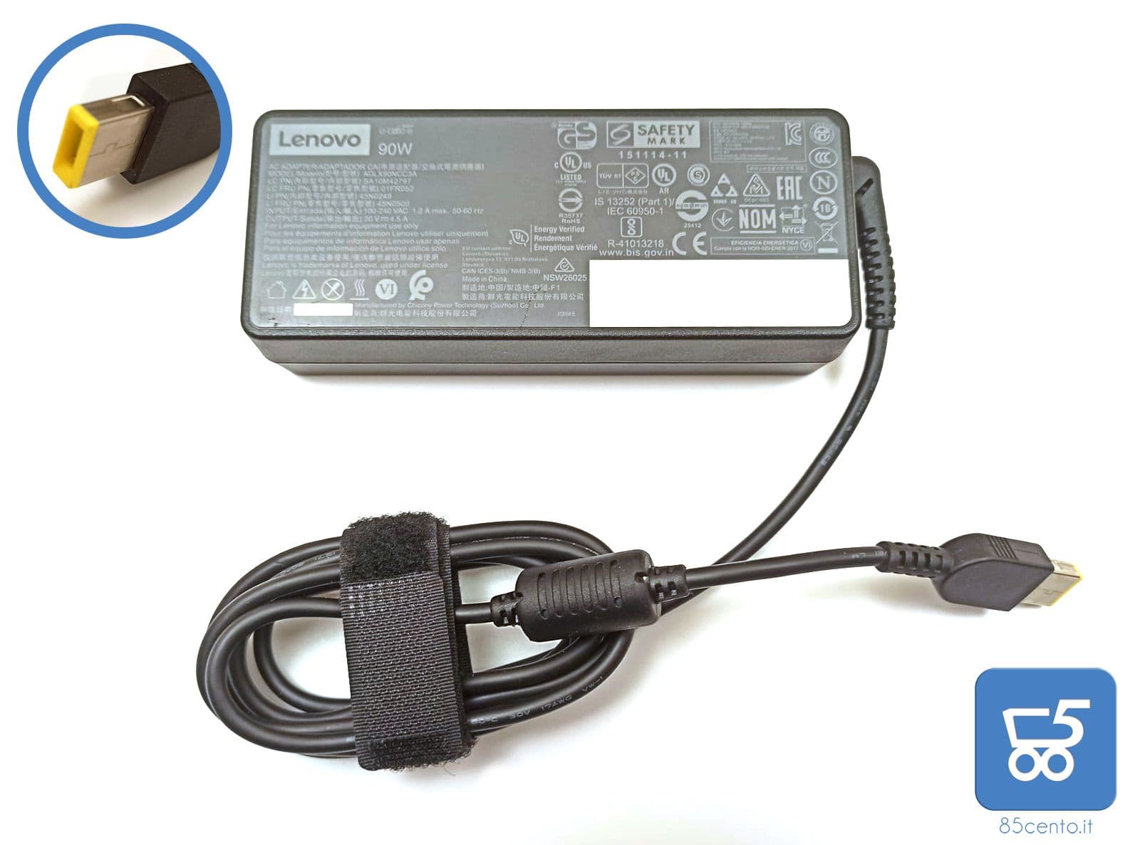 Lenovo Alimentatore caricatore da 90W 20V 4,5A Connettore Rettangolare Giallo 11x4,6mm per ThinkCentre Yoga Tiny in 85cento.it - Potenza, commercioVirtuoso.it