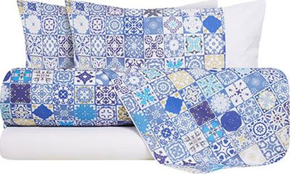 Completo letto lenzuola federe bifaccia double face stampa digitale in cotone made in italy MAIOLICHE DI VIETRI/BIANCO in Set di lenzuola e federe Vanita di raso - Sesto San Giovanni, commercioVirtuoso.it