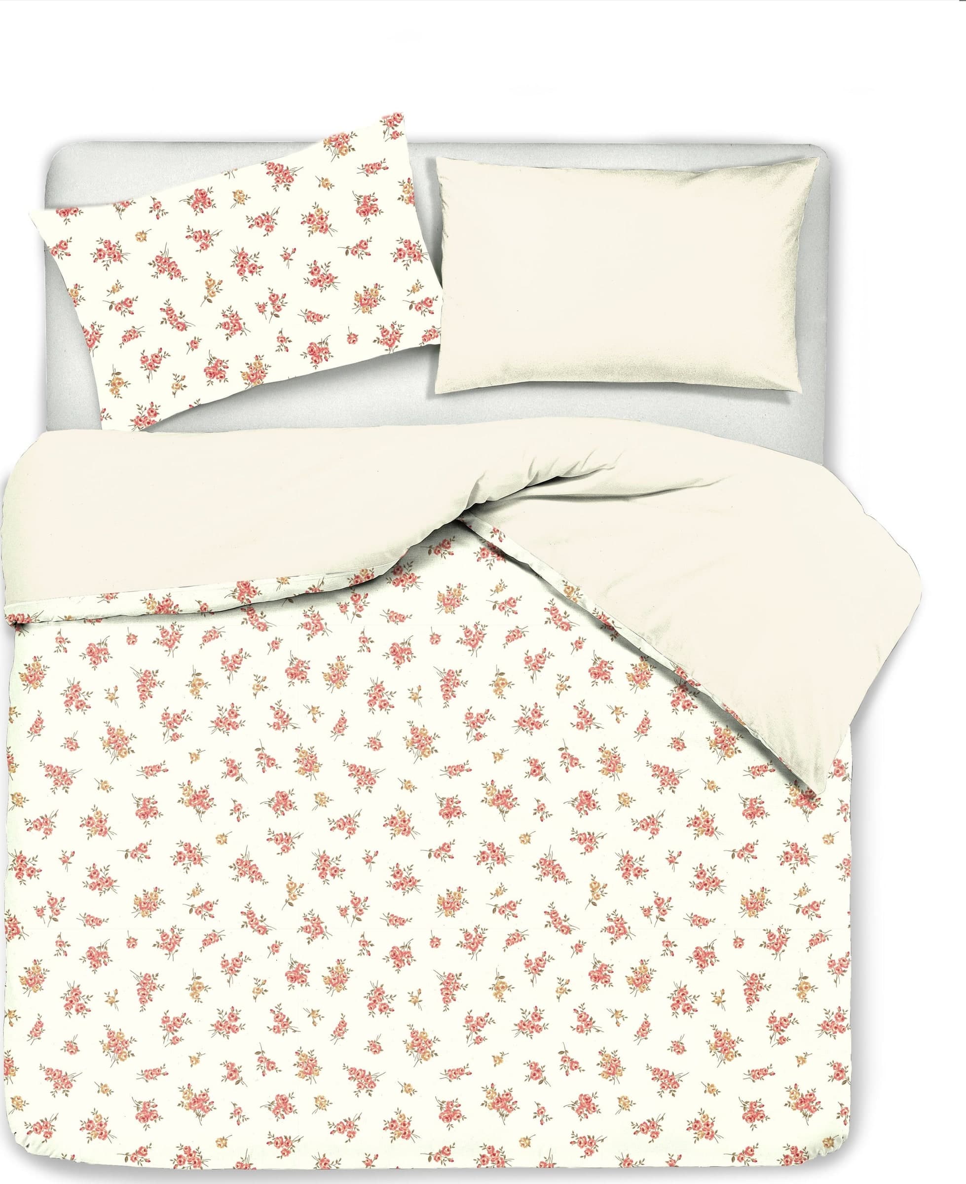 Set Copripiumino federe bifaccia Doubleface parure Copripiumino Stampa Digitale 100% Cotone Made in Italy FIORELLINI/PANNA in Set copripiumini e federe Vanita di raso - Sesto San Giovanni, commercioVirtuoso.it