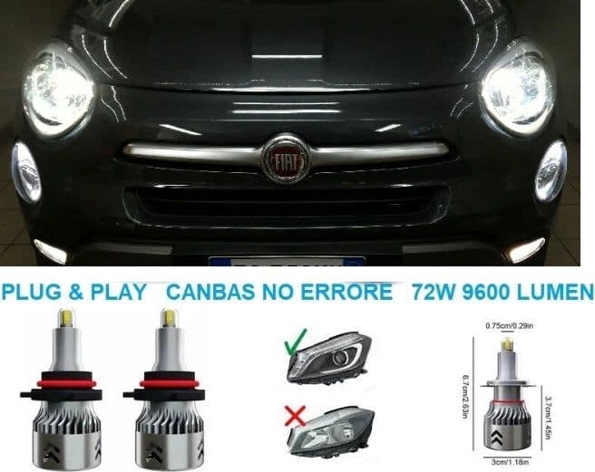 KIT FULL LED PER FIAT 500L ABBAGLIANTI 72W LUCI H7 CANBUS NO ERRORE BIANCO 6000K in Kit lampadine universali Solgeny - Besate, commercioVirtuoso.it
