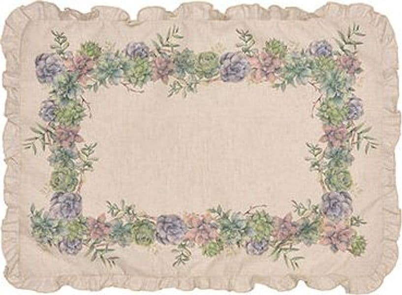 Set di 2 tovagliette americane colazione con decorazione frou frou coppia tovagliette 35 X 50 CM in misto lino stampa floreale fiori morbide resistenti eleganti made in italy SUCCULENTE in Tovagliette Vanita di raso - Sesto San Giovanni, commercioVirtuoso.it
