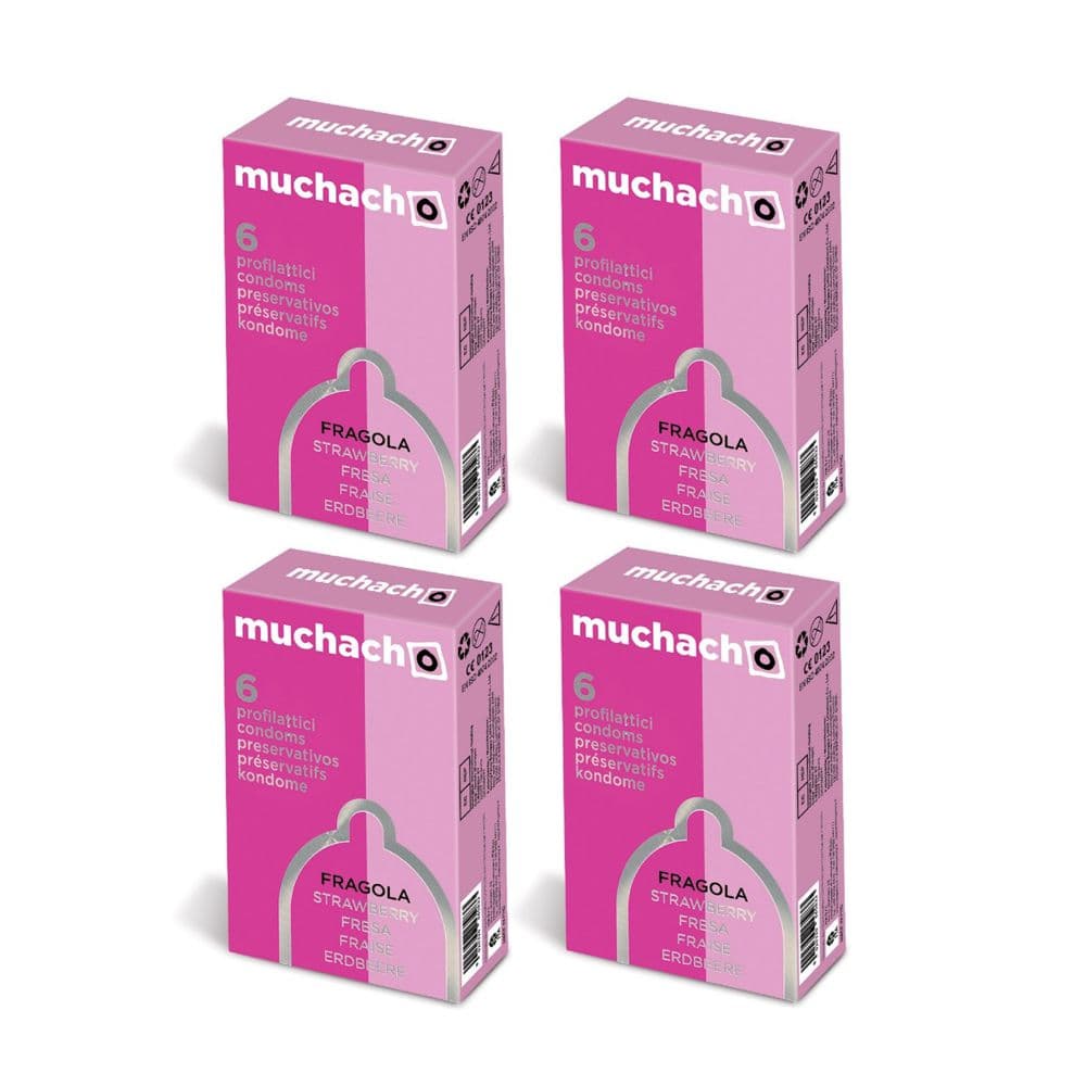 Preservativi Muchacho aromatizzati alla fragola colore rosa diametro comodo 54 mm x 4 astucci da 6 pz in Preservativi maschili Kondorama - Martinsicuro, commercioVirtuoso.it