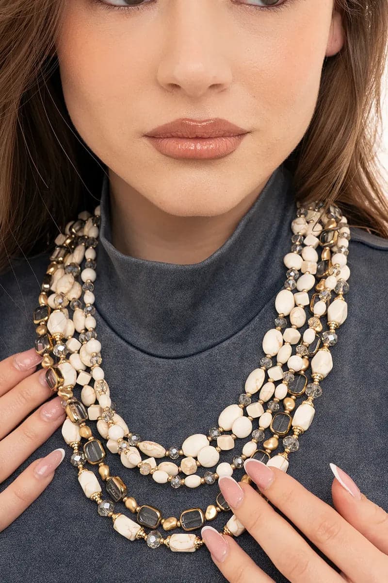 MYA ACCESSORIES | Collana multi filo con pietre in vetro