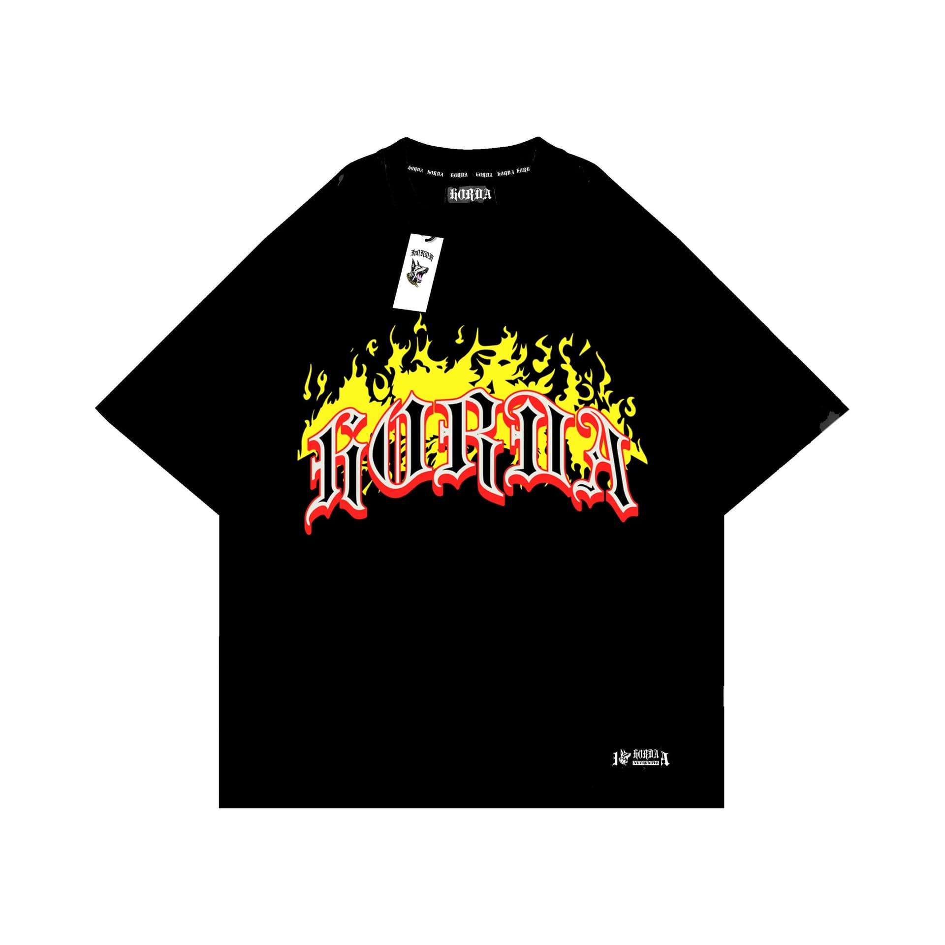Maglietta boxy fit nera 100% Cotone Horda Flame Horda Brand Streetwear