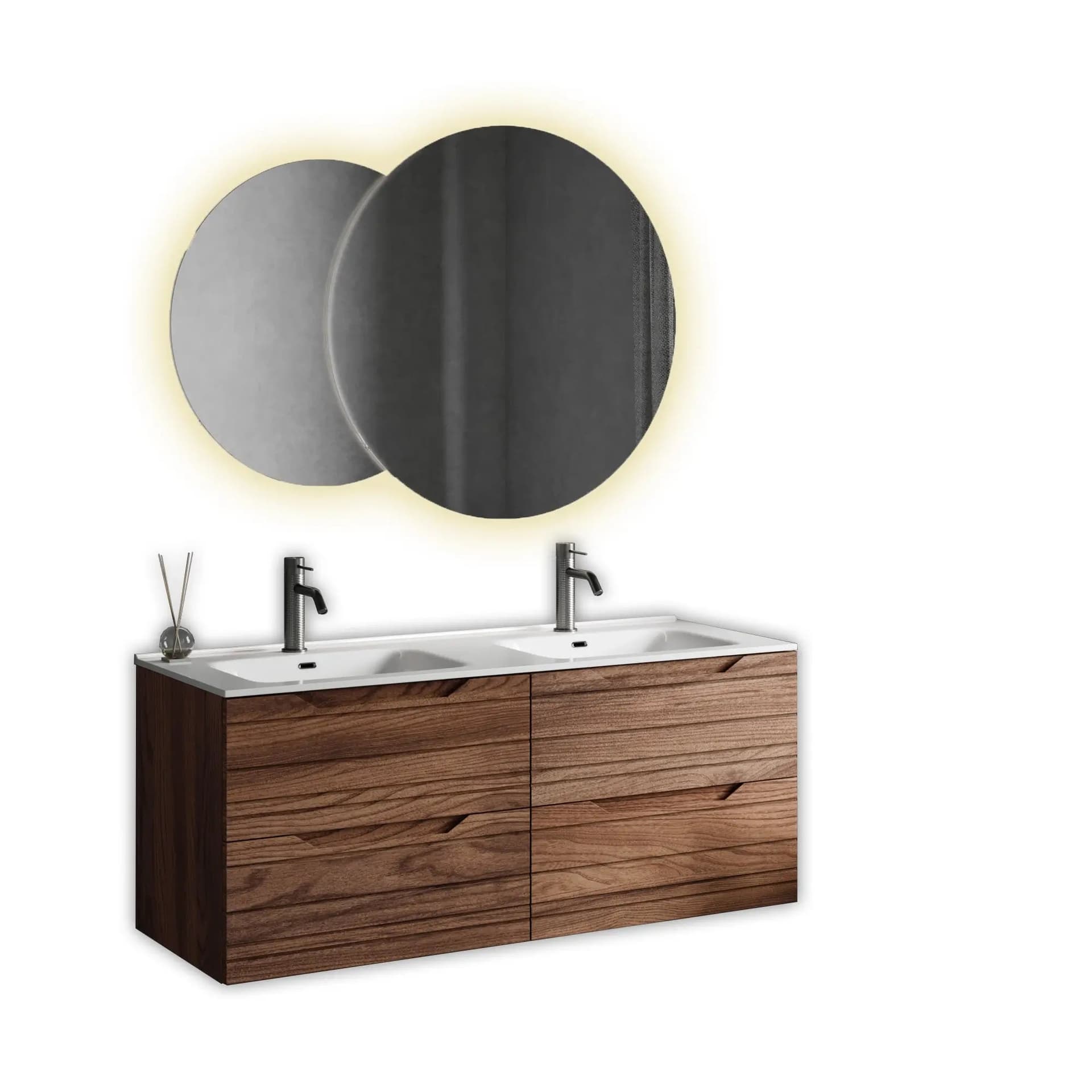 Composizione Bagno 120cm Sospesa 4 Cassetti Doppio Lavabo - Solmira in Mobiletti con lavabo Shopbagno.it - Roma, commercioVirtuoso.it