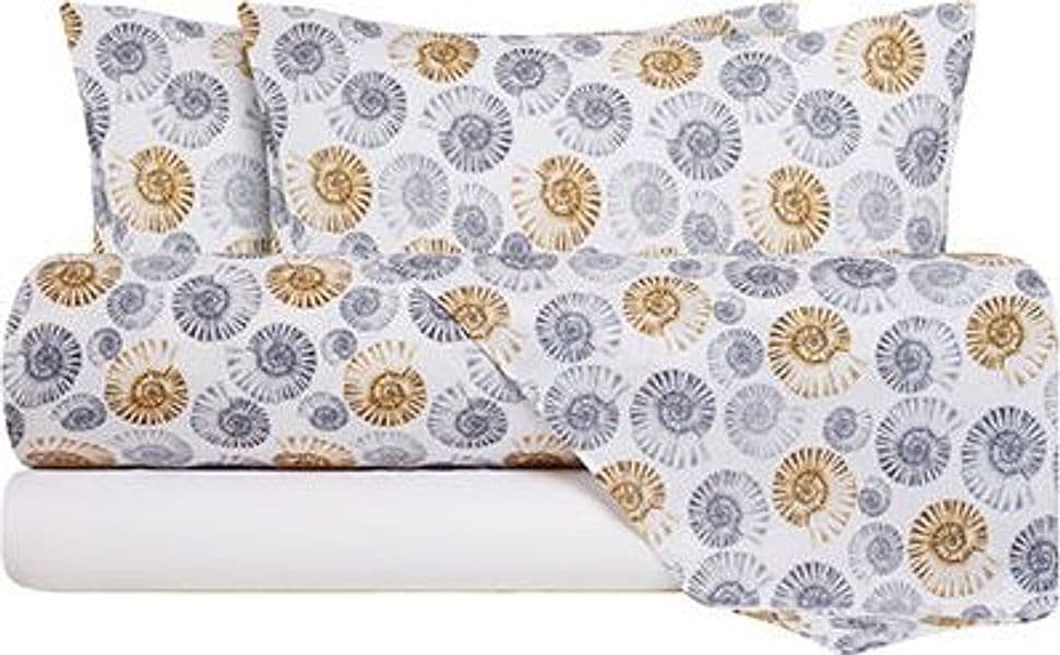Completo letto lenzuola federe bifaccia double face stampa digitale in cotone made in italy CONCHIGLIETTE/BIANCO in Set di lenzuola e federe Vanita di raso - Sesto San Giovanni, commercioVirtuoso.it