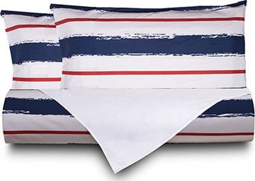 Set Copripiumino federe bifaccia Doubleface parure Copripiumino Stampa Digitale 100% Cotone Made in Italy RIGHE BIANCO ROSSO BLU / BIANCO in Set copripiumini e federe Vanita di raso - Sesto San Giovanni, commercioVirtuoso.it