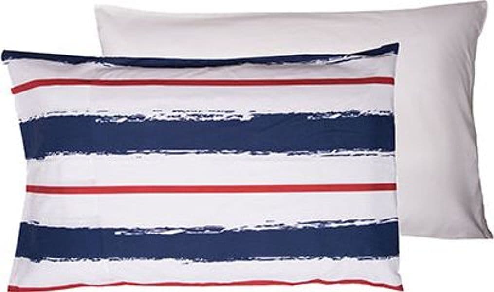 Set 2 federe coppia di federe bifaccia doubleface stampa digitale cotone Made in Italy Righe Bianco Rosso Blu / BIANCO in Federe Vanita di raso - Sesto San Giovanni, commercioVirtuoso.it