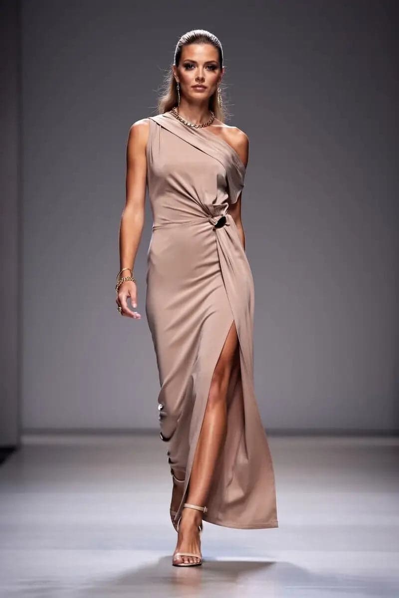 Abito asimmetrico con spacco | NUALY Glamour in Sera e Cerimonia You Store - Messina, commercioVirtuoso.it