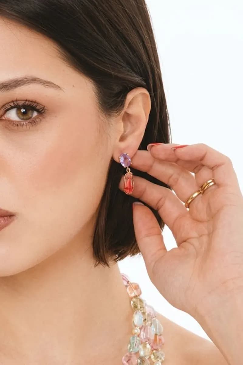 Orecchini pendenti con pietre in vetro | MYA ACCESSORIES in prodotto You Store - Messina, commercioVirtuoso.it