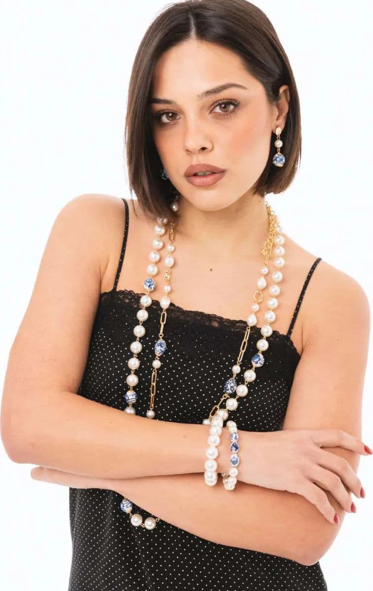 Orecchini pendenti con perla in ceramica | MYA ACCESSORIES in prodotto You Store - Messina, commercioVirtuoso.it