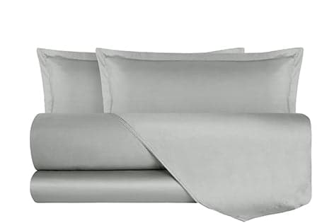 Completo Copripiumino In Raso Di Puro Cotone DELUXE Grigio Perla in Set copripiumini e federe Vanita di raso - Sesto San Giovanni, commercioVirtuoso.it