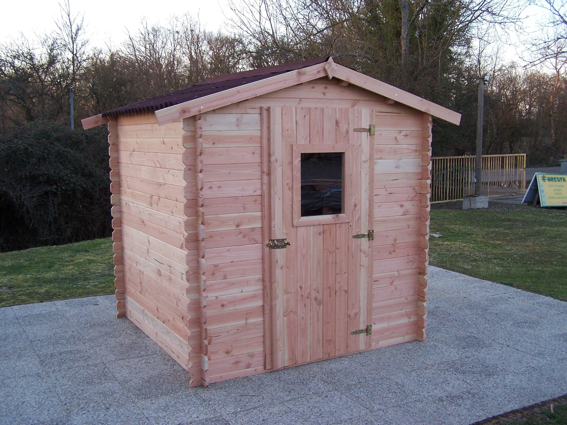 Casetta A Tavole Ad Incastro In legno Douglas Spessore 20mm Senza Pavimento Tetto Doppia Pendenza 200x200m DA 2020.02 N Foresta