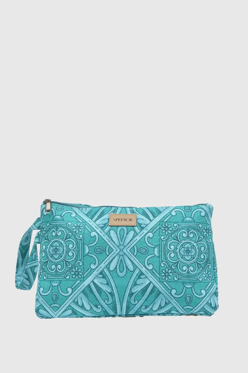 Pochette mare in cotone stampa maioliche | Verde Fashion in prodotto You Store - Messina, commercioVirtuoso.it