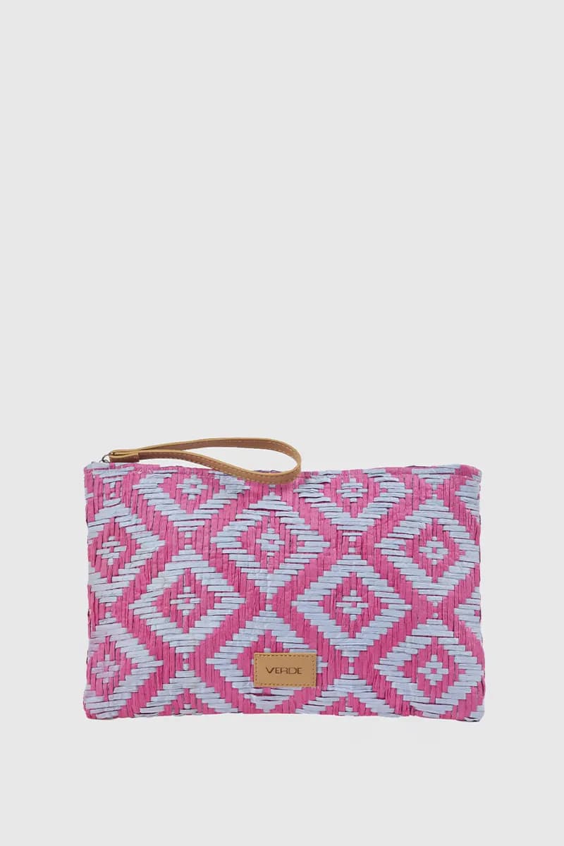Pochette mare in paglia stampa rombi | Verde Fashion in prodotto You Store - Messina, commercioVirtuoso.it
