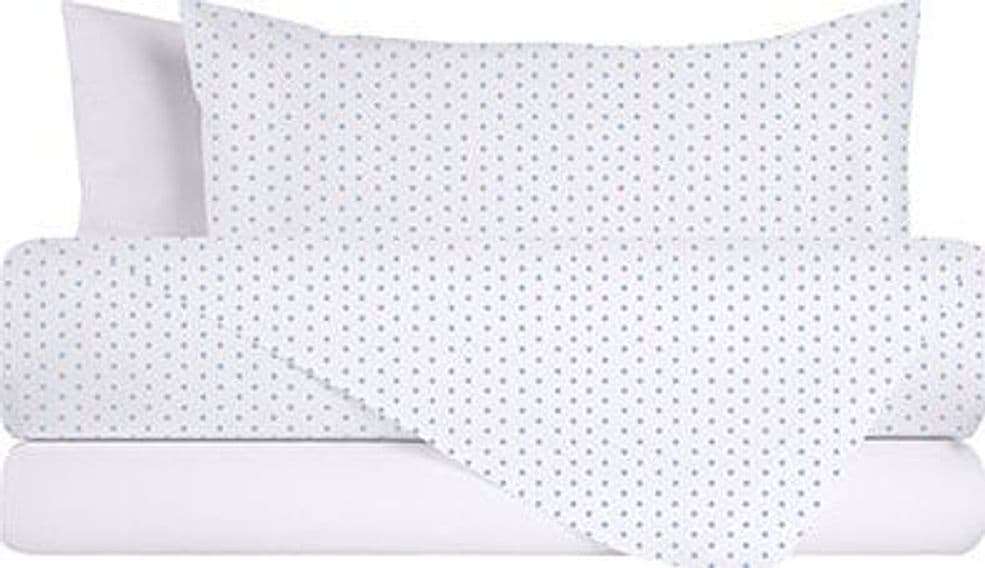 Completo letto lenzuola federe bifaccia double face stampa digitale in cotone made in italy POIS CELESTI SU BIANCO/BIANCO in Set di lenzuola e federe Vanita di raso - Sesto San Giovanni, commercioVirtuoso.it