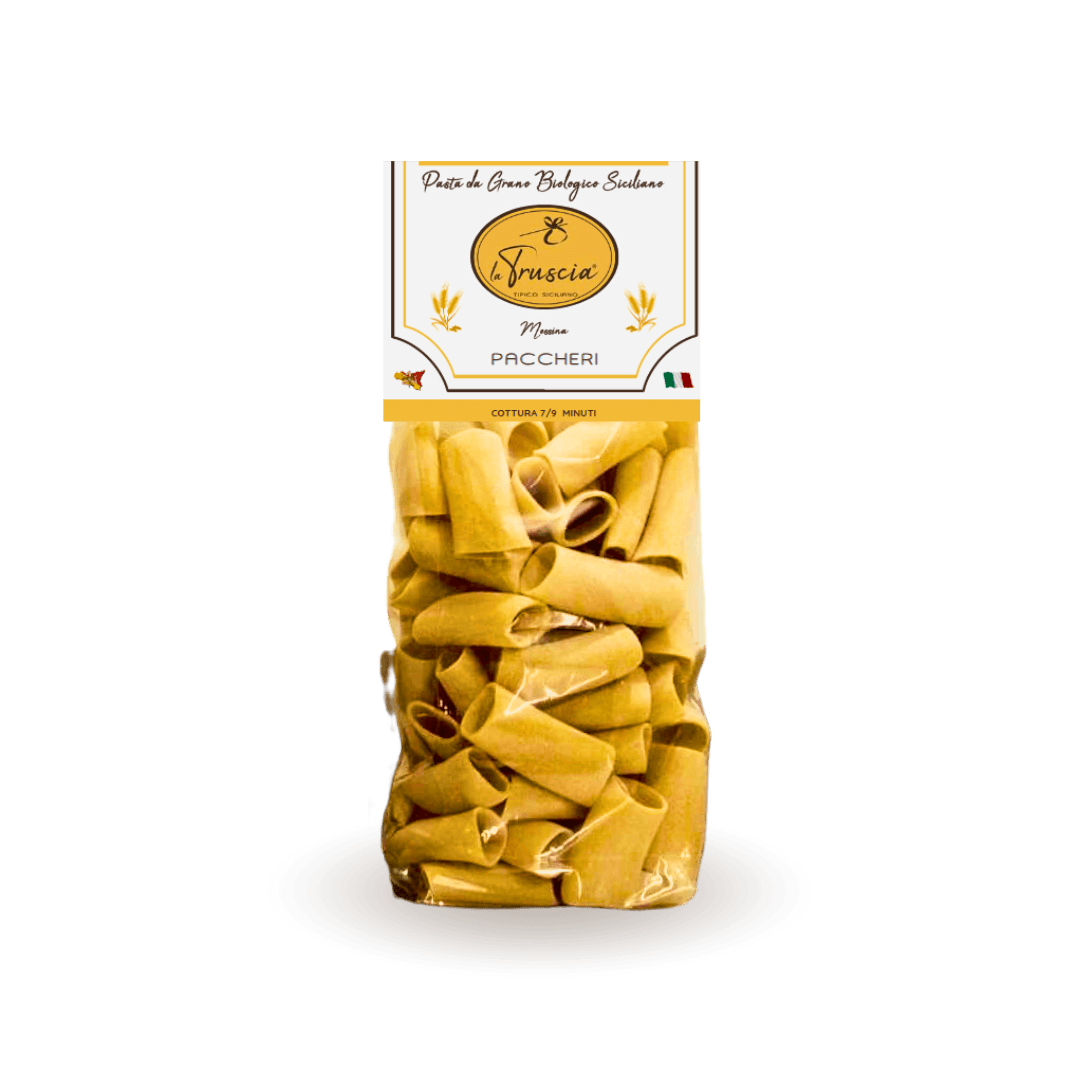 Pasta di Semola di Grano Duro Biologico Siciliano - Paccheri in Pasta corta La Truscia Tipico Siciliano - Messina, commercioVirtuoso.it