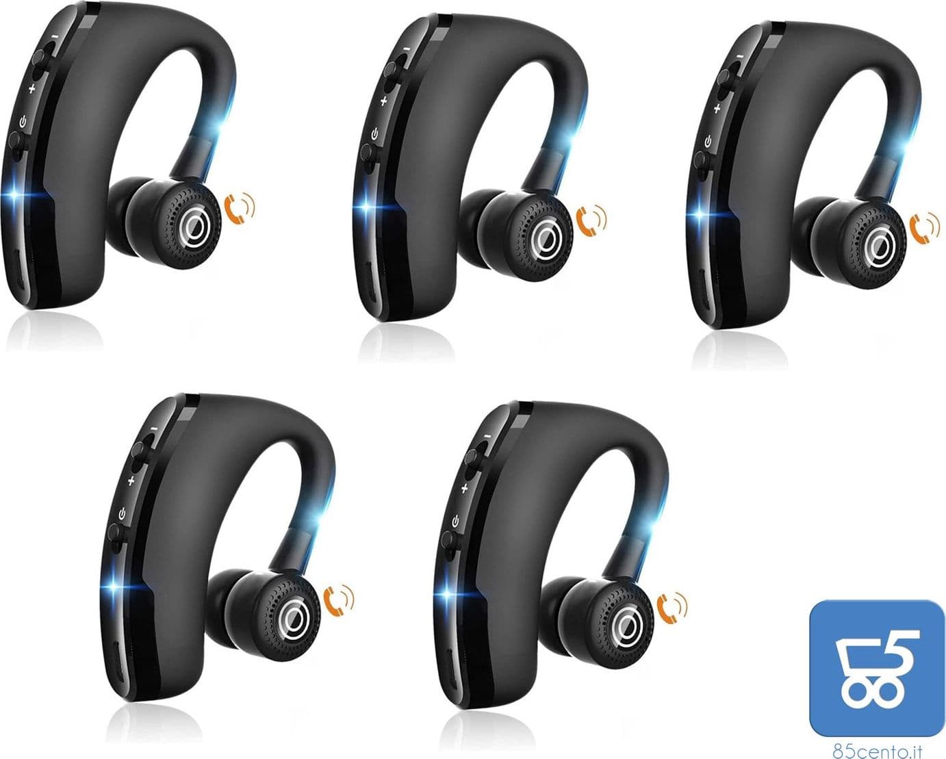 Pack 5 Auricolare Bluetooth Wireless Mono con Microfono HD CVC8.0 Riduzione del Rumore Ruotabile 270° Destro Sinistro in Cuffie Bluetooth monoaurali 85cento.it - Potenza, commercioVirtuoso.it