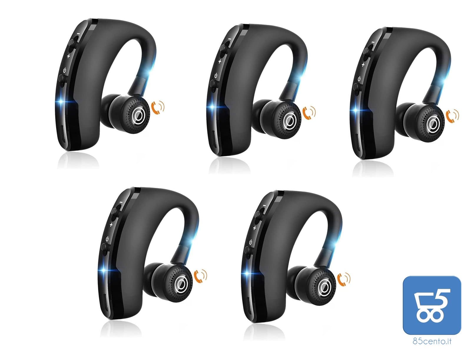 Pack 5 Auricolare Bluetooth Wireless Mono con Microfono HD CVC8.0 Riduzione del Rumore Ruotabile 270° Destro Sinistro in Cuffie Bluetooth monoaurali 85cento.it - Potenza, commercioVirtuoso.it