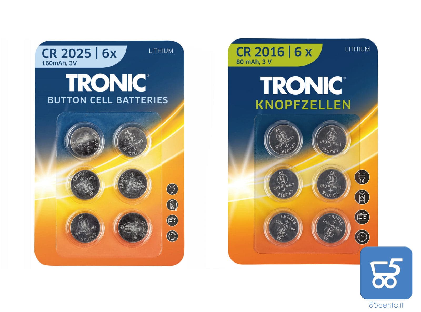 Pack con 12 Batterie Litio Monouso 6 Cr2025 + 6 CR2016 pila tampone radiocomandi dispositivielettronici in Pile monouso 85cento.it - Potenza, commercioVirtuoso.it