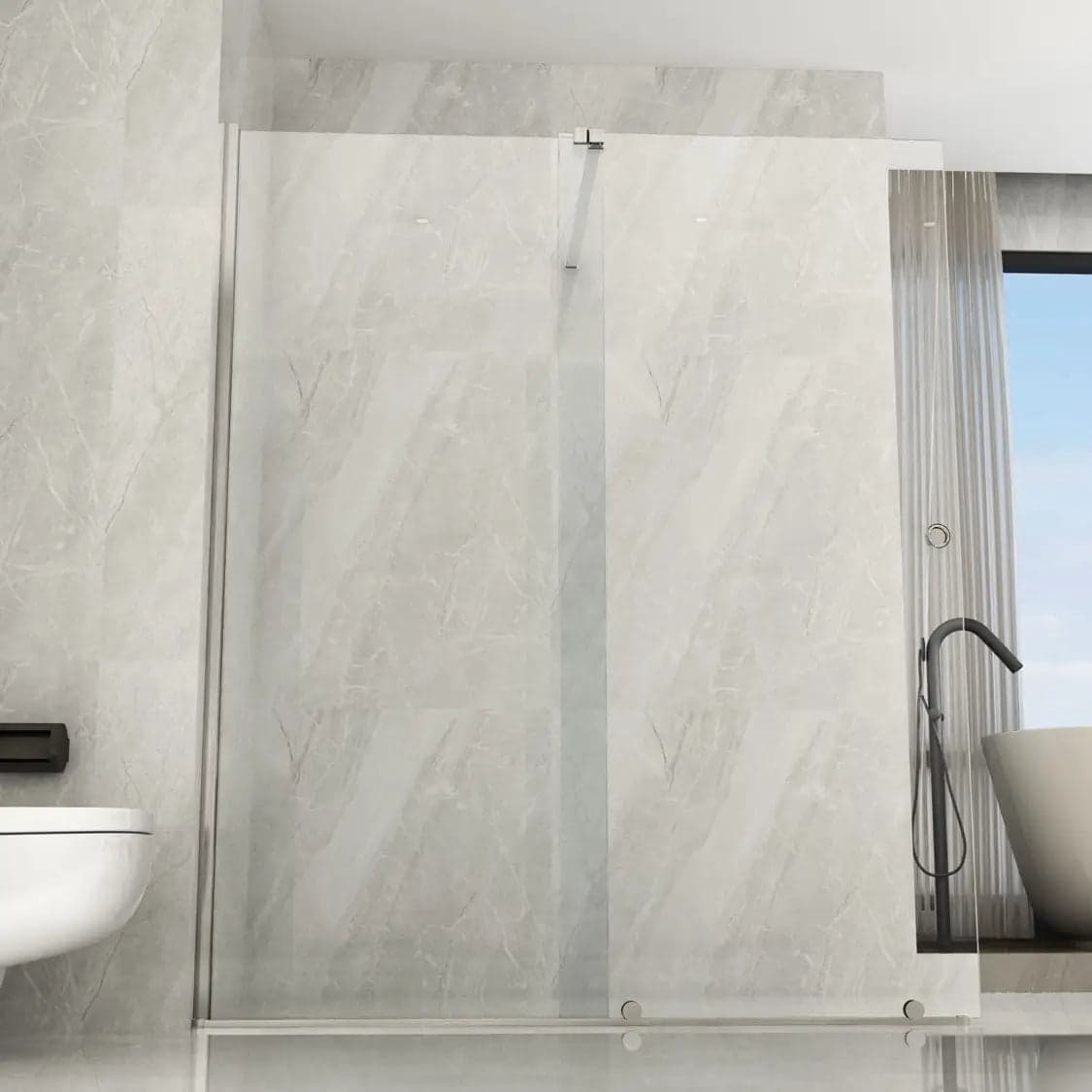 Parete Walk-In Scorrevole Profili Finitura Acciaio Spazzolato 8mm H195cm in Box doccia Shopbagno.it - Roma, commercioVirtuoso.it