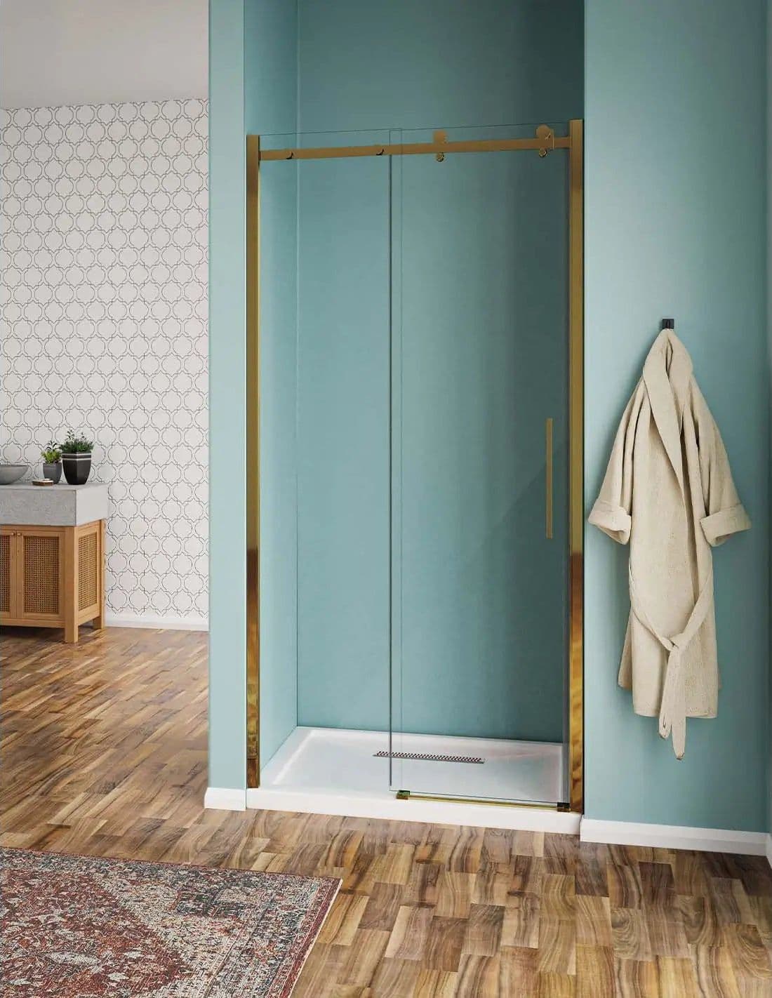 Porta Doccia Oro Scorrevole H190 Trasparente 8mm Acciaio Inox in Porte doccia Shopbagno.it - Roma, commercioVirtuoso.it