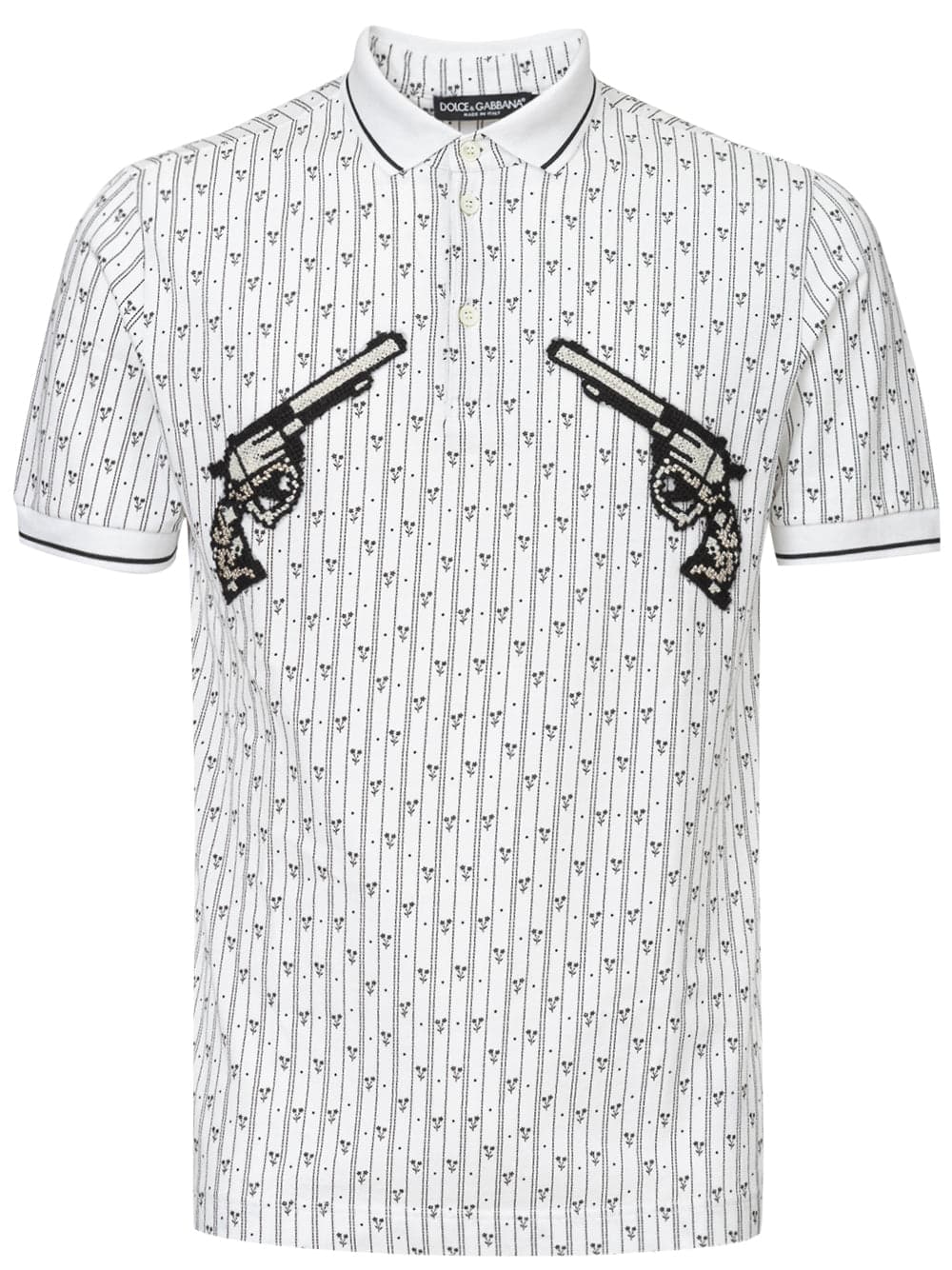 Dolce & Gabbana Polo in Piquet Bianca con Stampa Allover da uomo in Polo Drestige - Casamassima, commercioVirtuoso.it