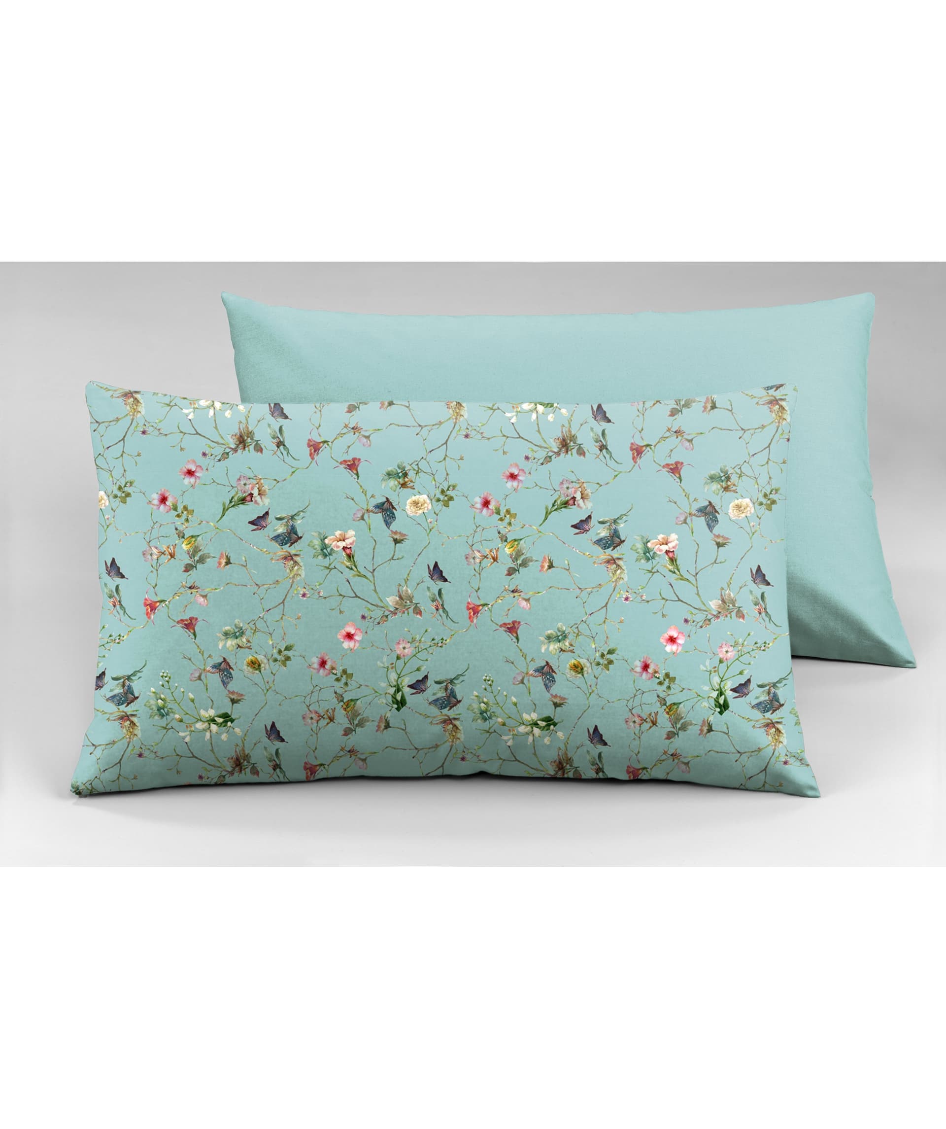 Set 2 federe coppia di federe bifaccia doubleface stampa digitale 100% cotone Made in Italy RISVEGLIO DI PRIMAVERA/AZZURRO in Federe Vanita di raso - Sesto San Giovanni, commercioVirtuoso.it