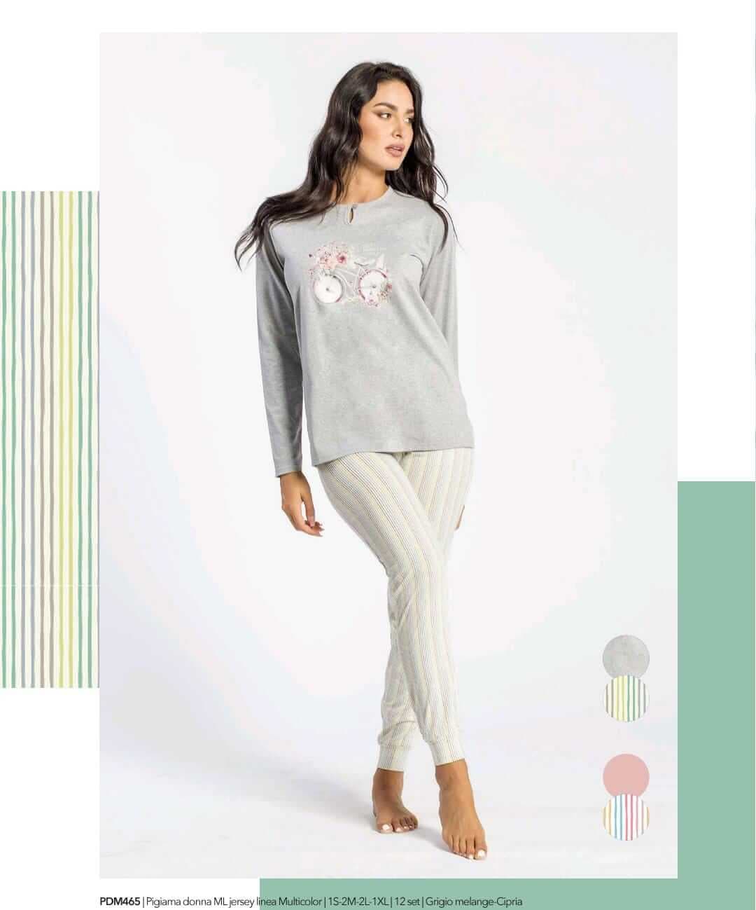 Pigiama Donna Primavera/Estate Milk and Honey – Jersey Multicolor Manica Lunga in Pigiami due pezzi The King Luxury - San Marcellino, commercioVirtuoso.it