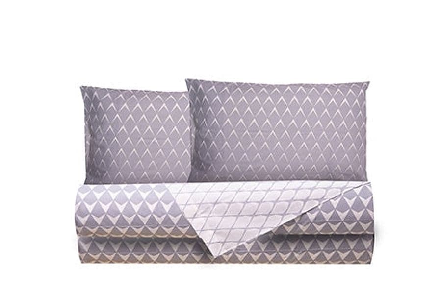 Completo letto lenzuola in cotone made in italy ROMBI GRIGIO in Set di lenzuola e federe Vanita di raso - Sesto San Giovanni, commercioVirtuoso.it
