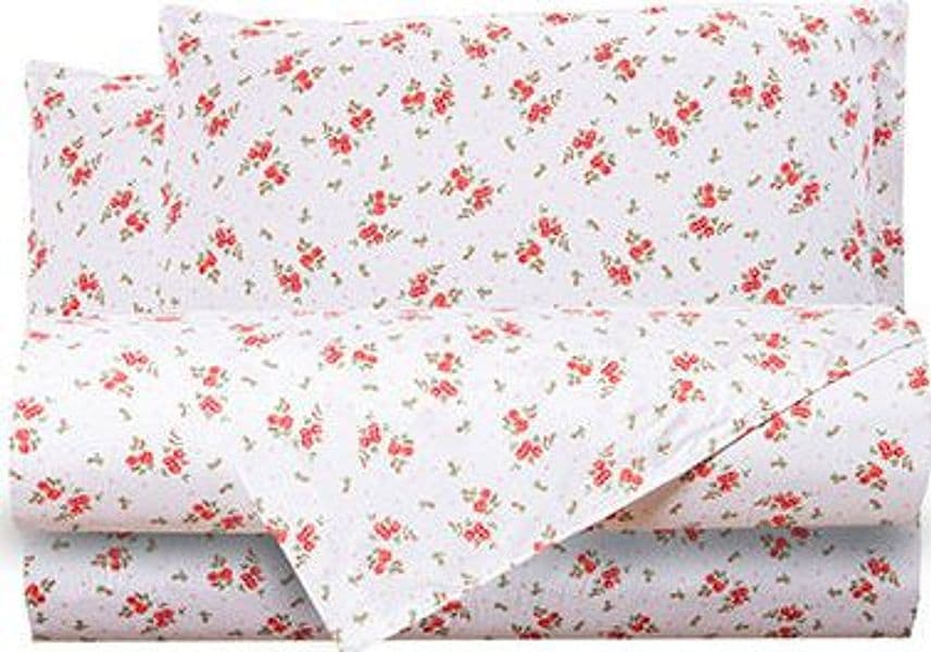 Completo letto lenzuola in cotone made in italy FIORELLINI ROSSI in Set di lenzuola e federe Vanita di raso - Sesto San Giovanni, commercioVirtuoso.it