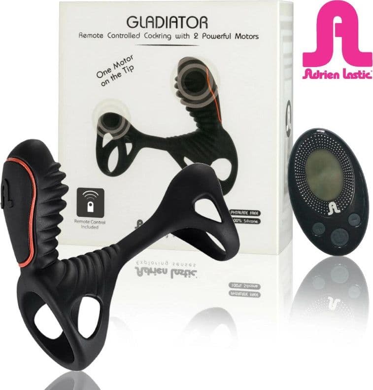 GLADIATOR + LRS Anello Fallico Vibrante con Telecomando Wireless Nero cock ring in prodotto Erosdom - Palmi, commercioVirtuoso.it