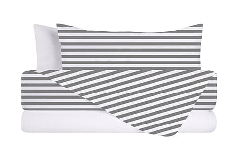 Completo letto lenzuola federe bifaccia double face stampa digitale in cotone made in italy RIGA MINI GRIGIO/BIANCO in Set di lenzuola e federe Vanita di raso - Sesto San Giovanni, commercioVirtuoso.it