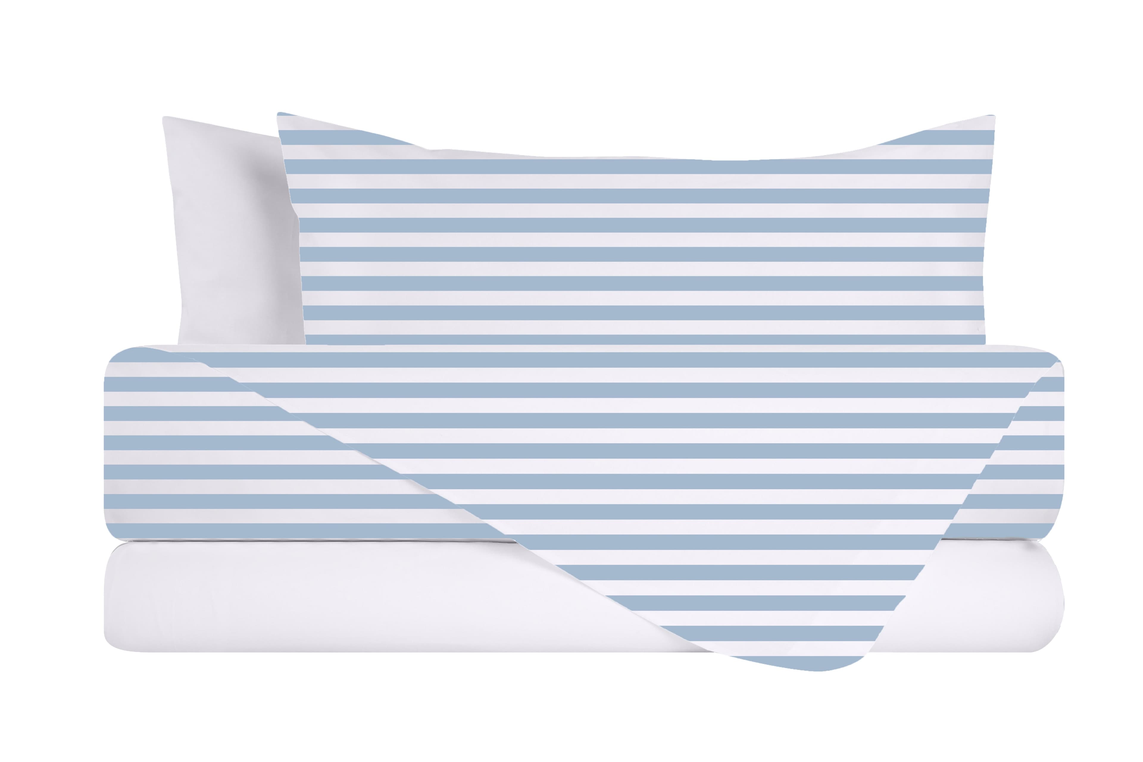 Completo letto lenzuola federe bifaccia double face stampa digitale in cotone made in italy RIGA MINI CELESTE/BIANCO in Set di lenzuola e federe Vanita di raso - Sesto San Giovanni, commercioVirtuoso.it