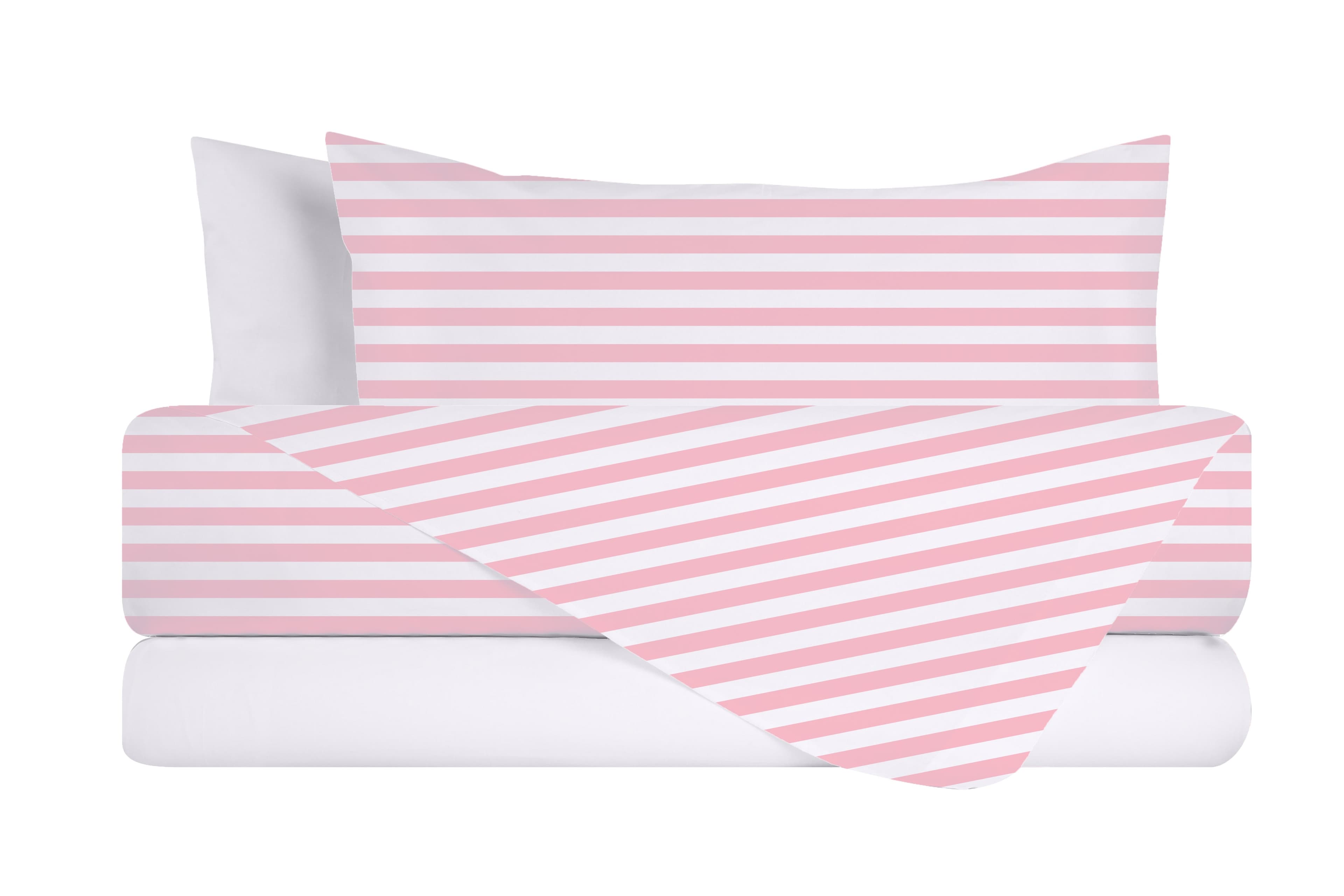 Completo letto lenzuola federe bifaccia double face stampa digitale in cotone made in italy RIGA MINI ROSA/BIANCO in Set di lenzuola e federe Vanita di raso - Sesto San Giovanni, commercioVirtuoso.it