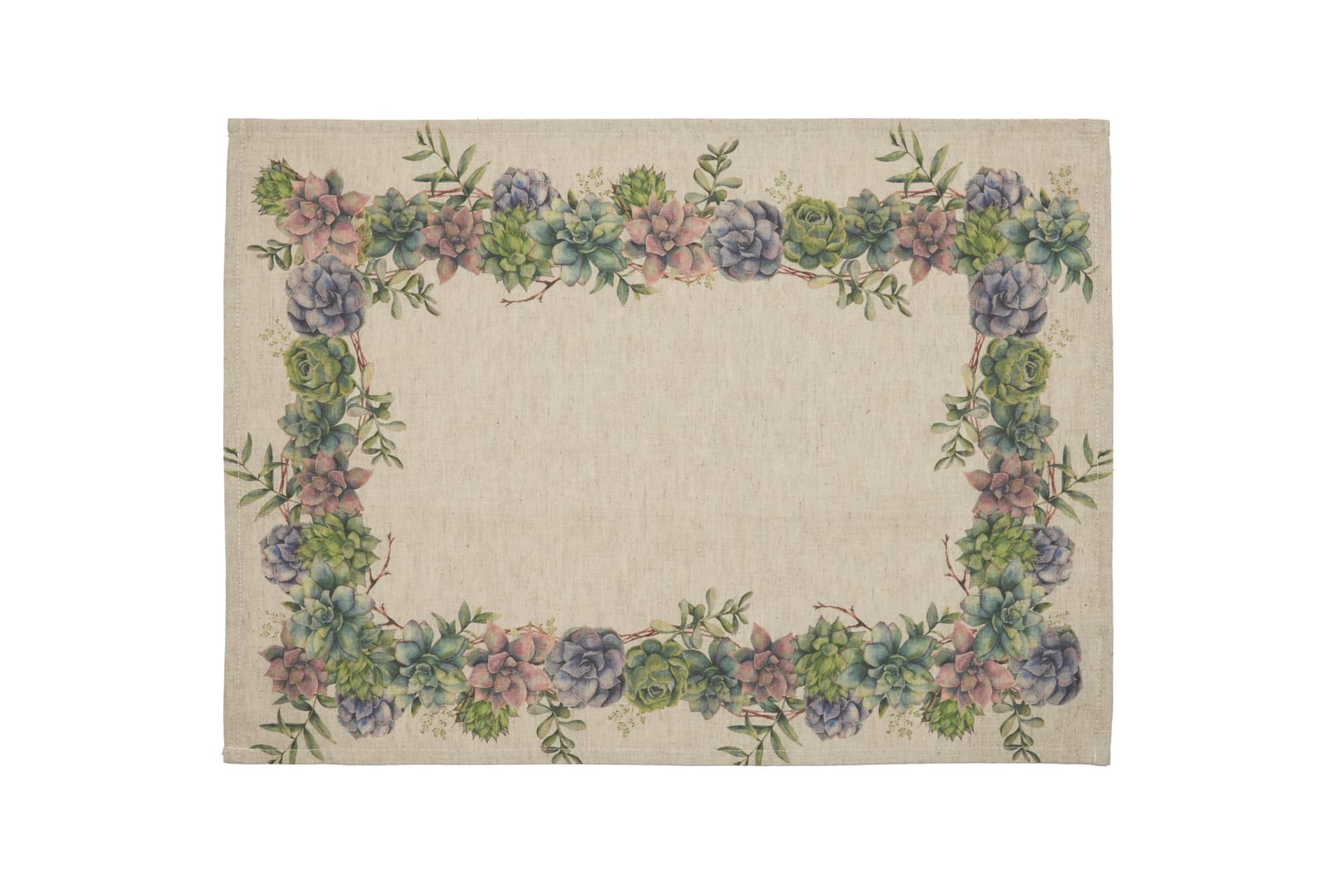 Set di 2 tovagliette americane colazione coppia tovagliette 35 X 50 CM in misto lino stampa floreale fiori morbide resistenti eleganti made in italy SUCCULENTE - Vanita di raso